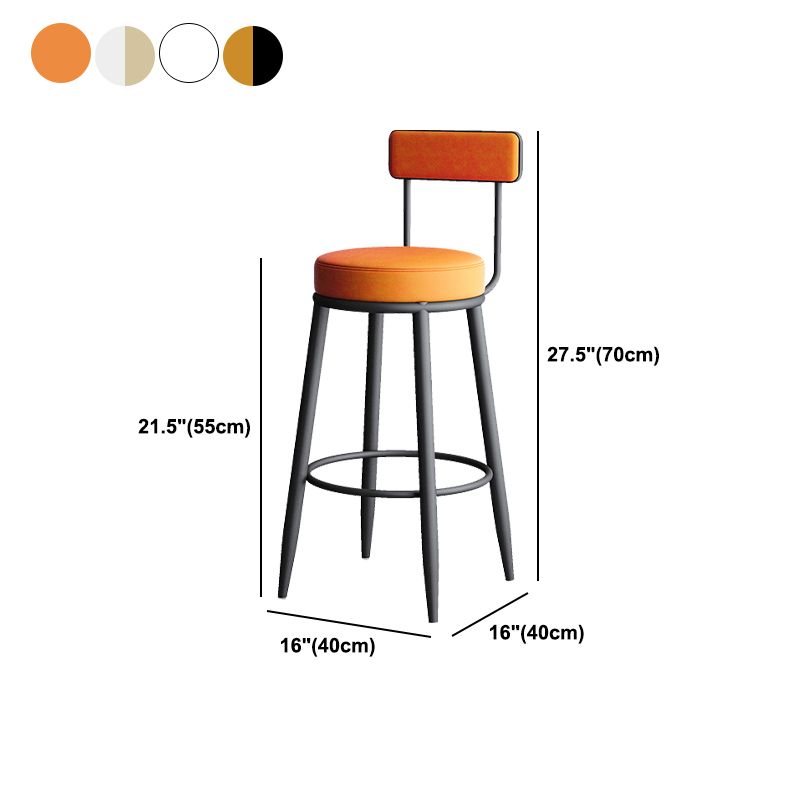 Nordic Armless Backrest Counter Stool Iron Kitchen Bar Stool with Cushion and Pedal