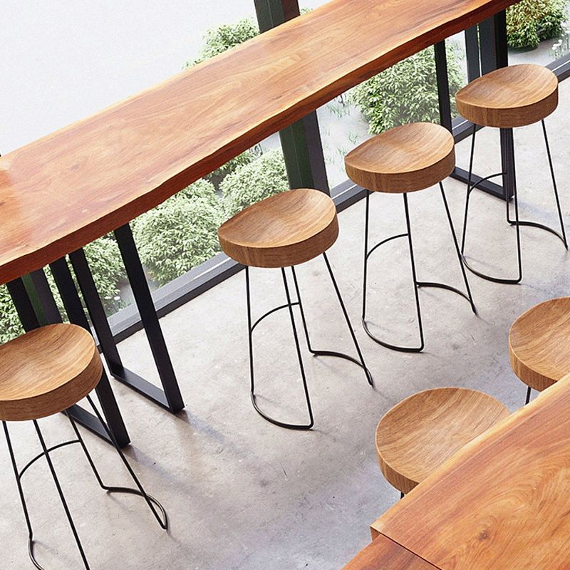 Modern Rectangular Pub Table Set 1/5/7 Pieces Wooden Counter Table with Backless Stools