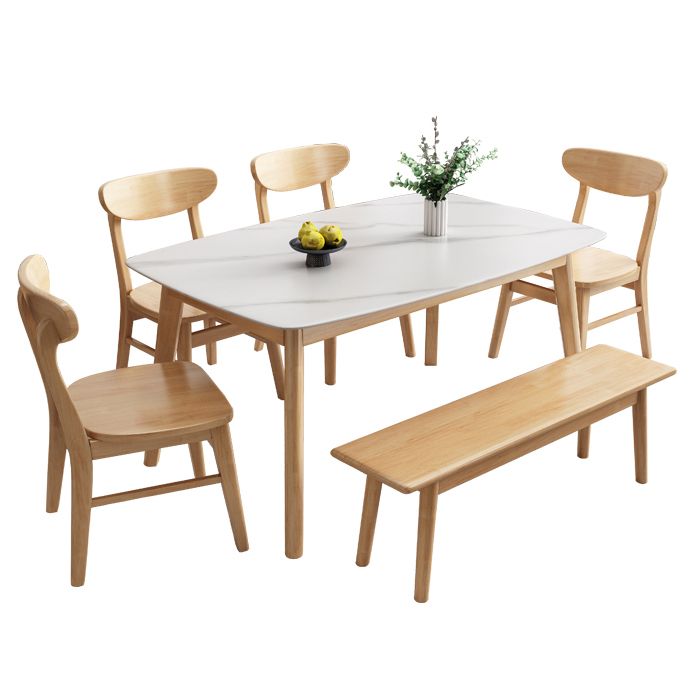 Mesa de comedor tradicional de lujo, mesa de comedor de piedra con base de madera maciza de caucho