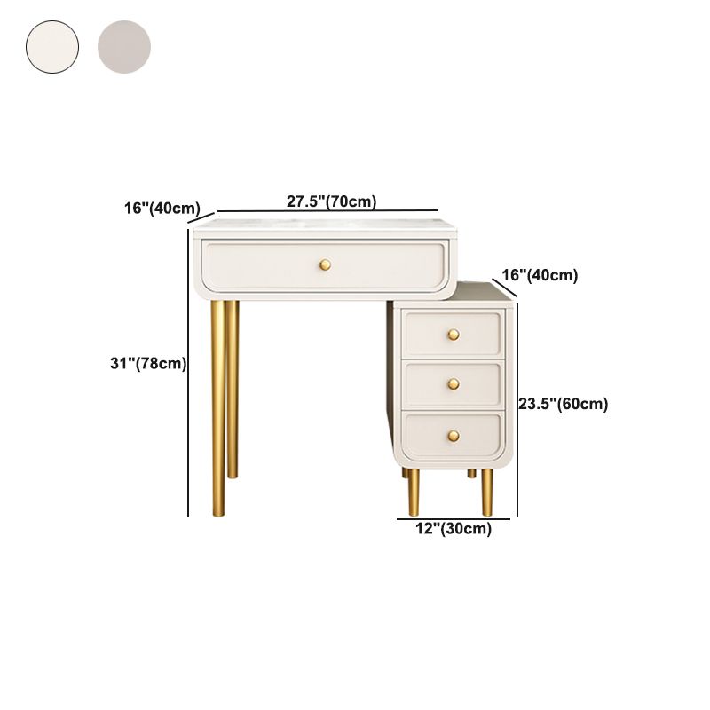Glam Slate Top Vanity Table and Stool Set 4 Drawer Dressing Table