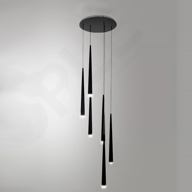 Stairs Pendant Light Fixture Metal Line Shape Modern Style Multiple Hanging Light