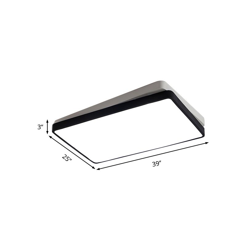 Plafonnier LED carré/rectangulaire noir en métal nordique pour chambre à coucher en blanc chaud/blanc, 11"/19"/35,5" de large