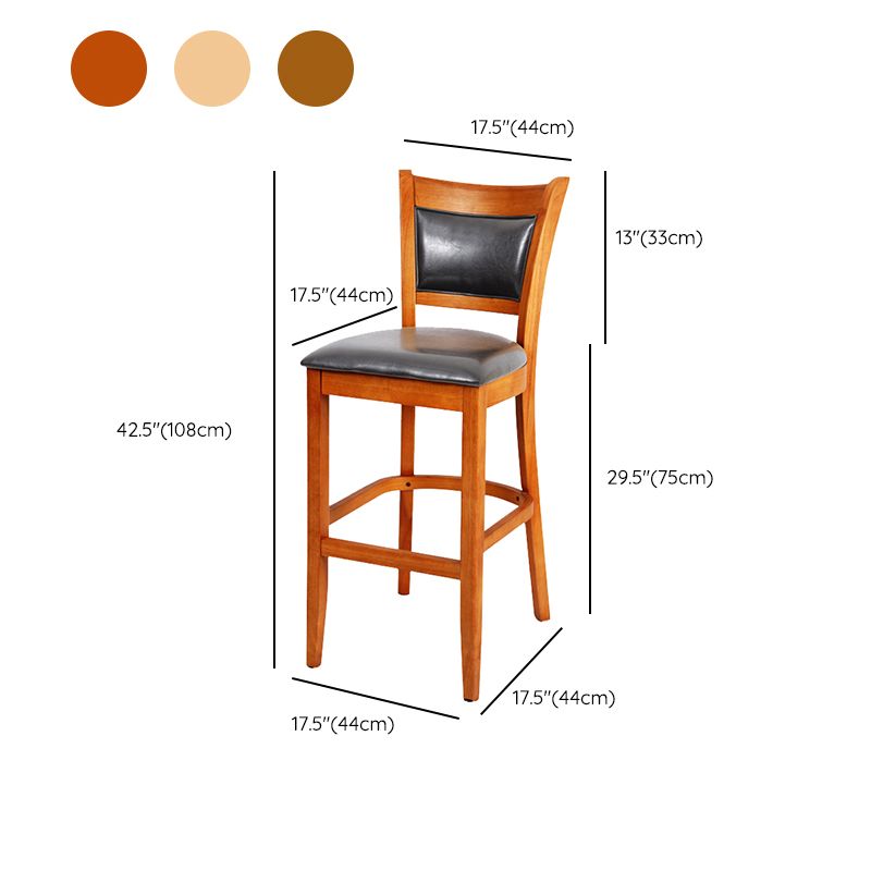 Industrial Solid Wood Counter Stool Faux Leather Counter Height Stools for Home Use