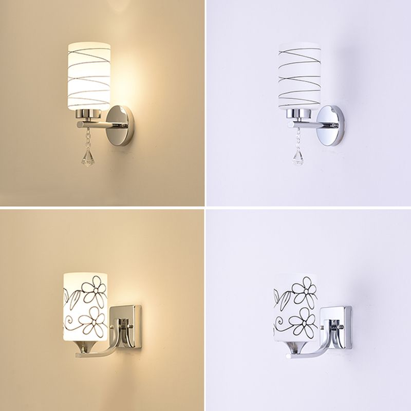 Round Disc Shade Wall Lighting Modern Simple Style Glass 1 Light Sconce Light in Gold