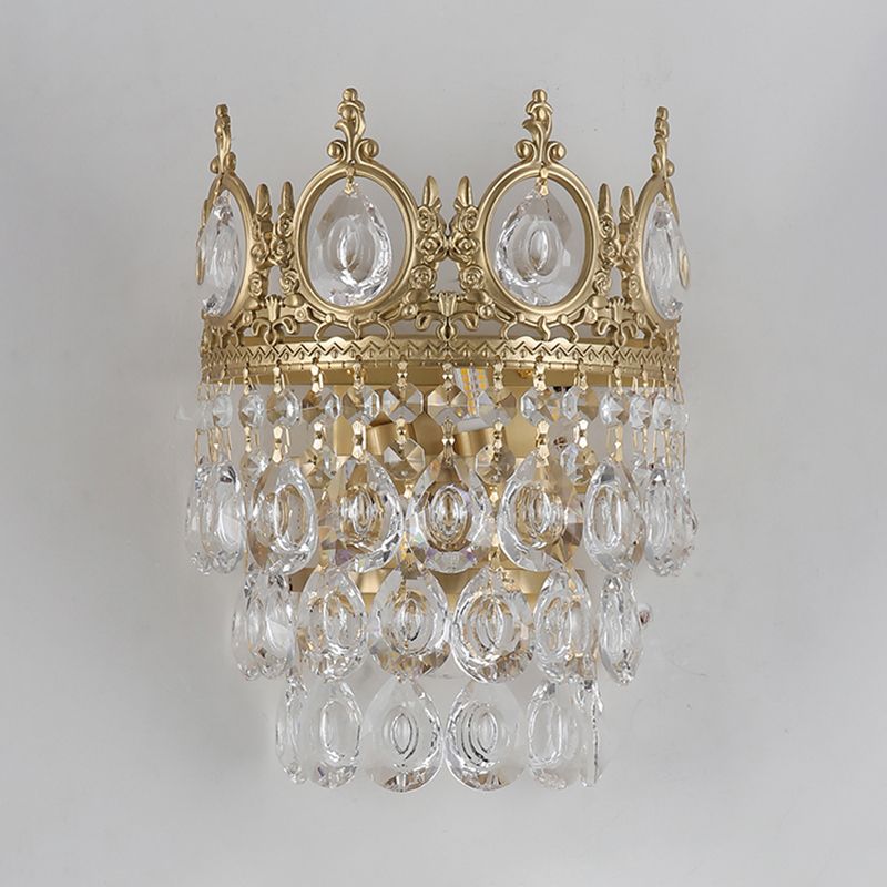 Contemporary Style Crown Wall Sconce Light Simplicity Wall Lamp with Crystal Shade