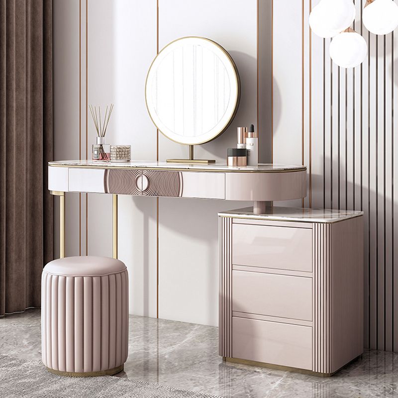 Modern White Vanity Desk with 5 Storage Drawers 15.74" Wide Wood Vanity Set