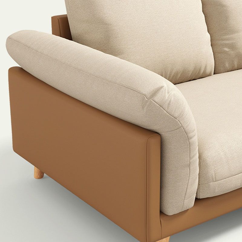 Contemporary Linen Standard Sofa Pillow Top Arm Settee in Beige and Grey