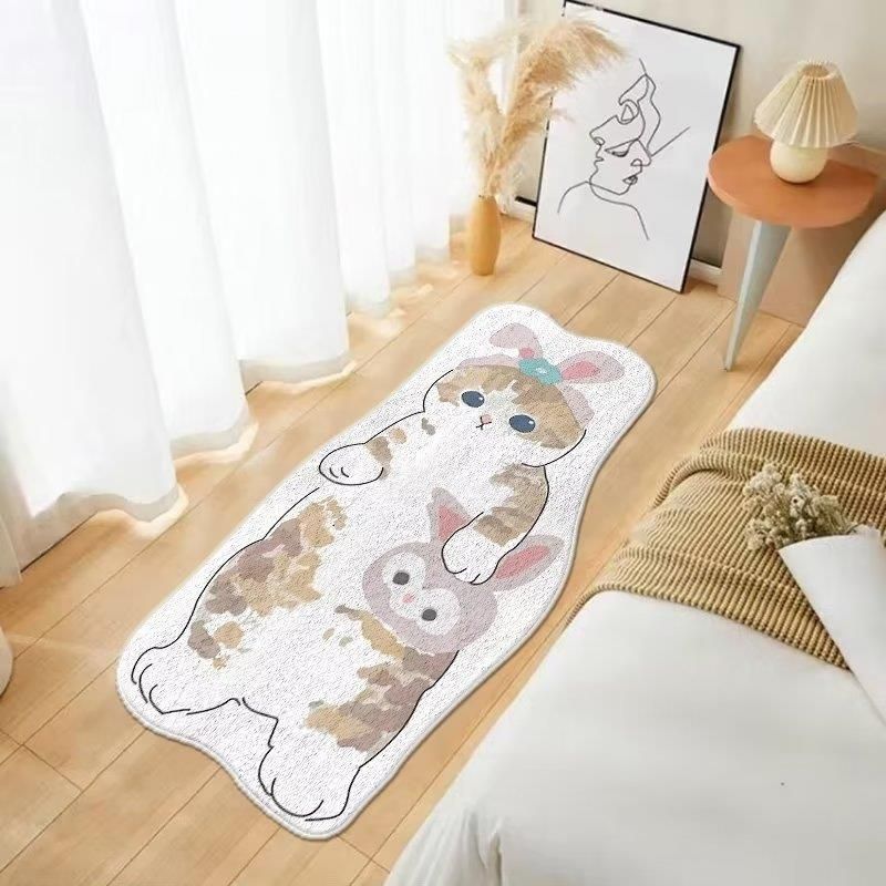 Modern Rug Polyester Cat Pattern Indoor Rug Stain Resistant Rug for Living Room