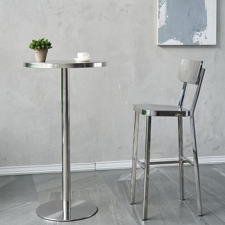 Industrial Style Counter Stool Silver Metal Barstool for Living Room