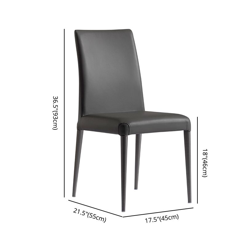 Chaise de salle à manger sans accoudoirs de style moderne, chaises de salle à manger rembourrées en cuir à dossier solide (Ensemble de 2)