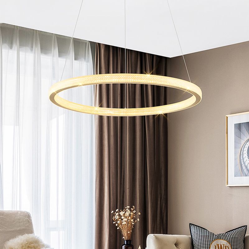 1/3/4-Tier Circle Acrylic Suspension Pendant Minimalism Brass LED Chandelier Light Fixture