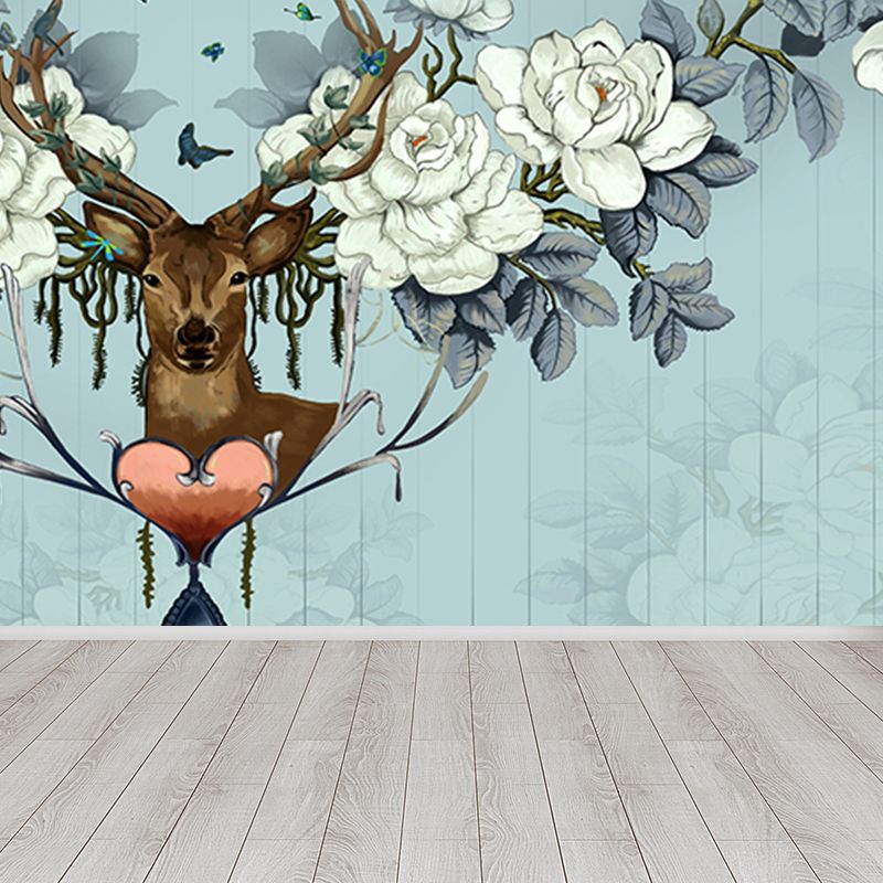 Stain Resistant Reindeer Mural Non-Woven Texture Modern Wall Decor for Girls Room