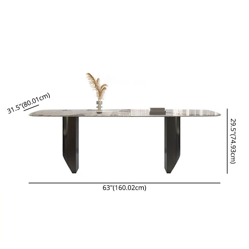 Minimaliste traditionnel à hauteur traditionnelle fausse en marbre Table à manger Rectangle Salle de salle à manger pour la maison
