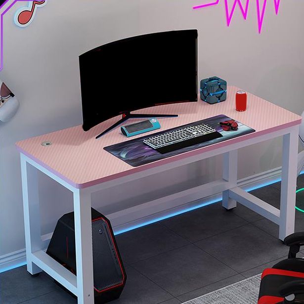 Industrial Gaming Desk Antique Finish Wooden Writing Desk with Metal Legs