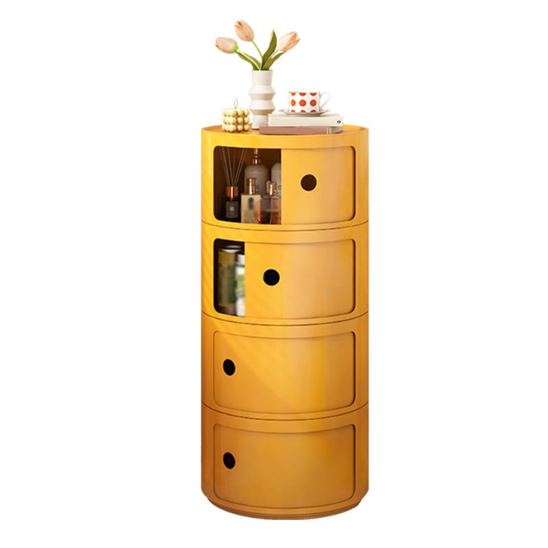 Dia 12.6" Nordic Round Plastic Side Table in Yellow/Green with Storage