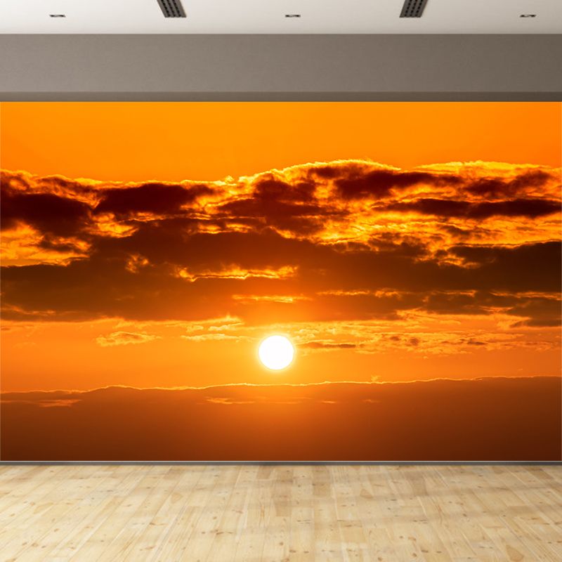 Yellow Sunset Glow Mural Decal for Living Room Customized Wall Covering