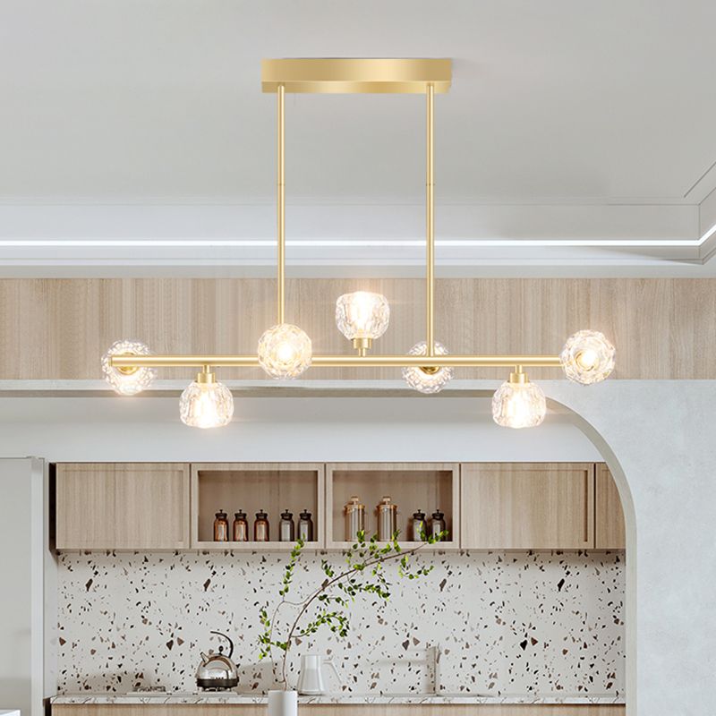Modern Kitchen Pendant Lights Spherical Glass 7-Light Island Pendant Lights