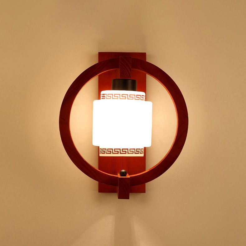 Luces apliques de pared en forma de cilindro de estilo moderno madera 1 lámpara de luz