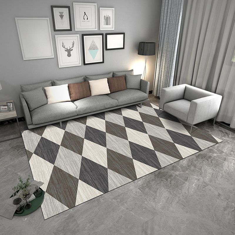 Zeitgenössischer geometrischer Teppich, mehrfarbiger Polyster-Teppich, haustierfreundlicher, rutschfester Innenteppich für den Salon
