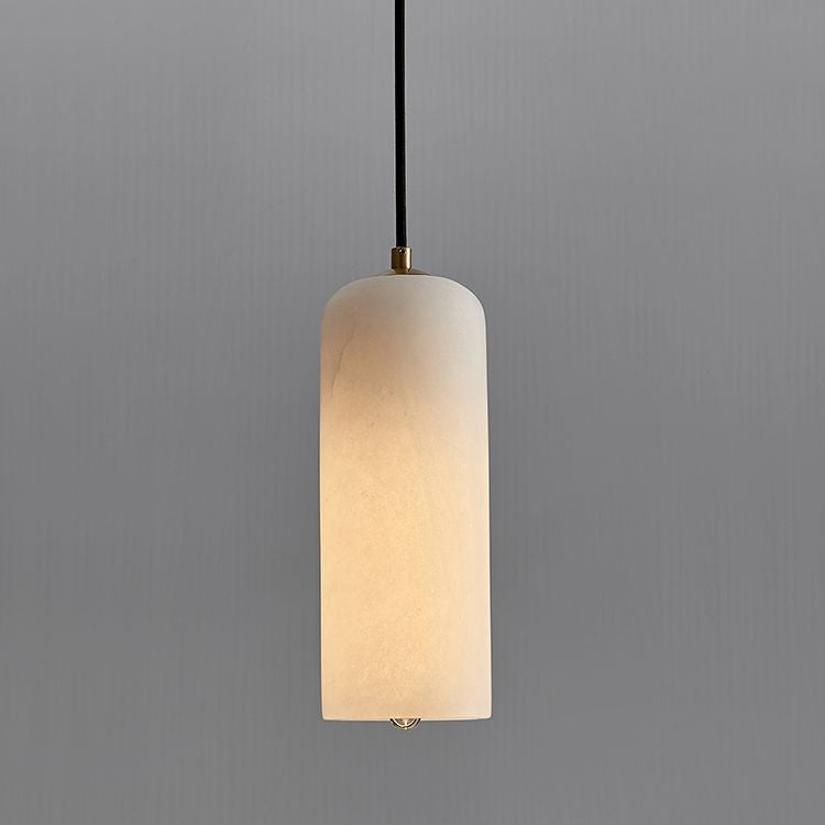 Elongated Dome Marble Hanging Light Fixture Minimalist White Ceiling Pendant for Dining Room