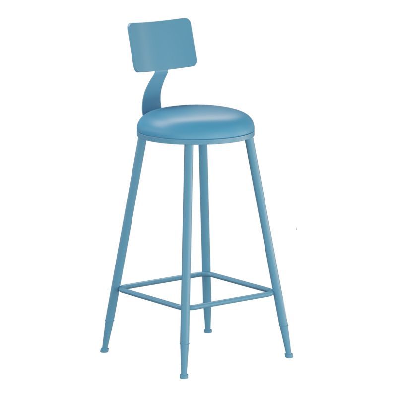 Contemporary PU Leather Bar-stool Round Seat Counter Bar Stool with Metal Legs