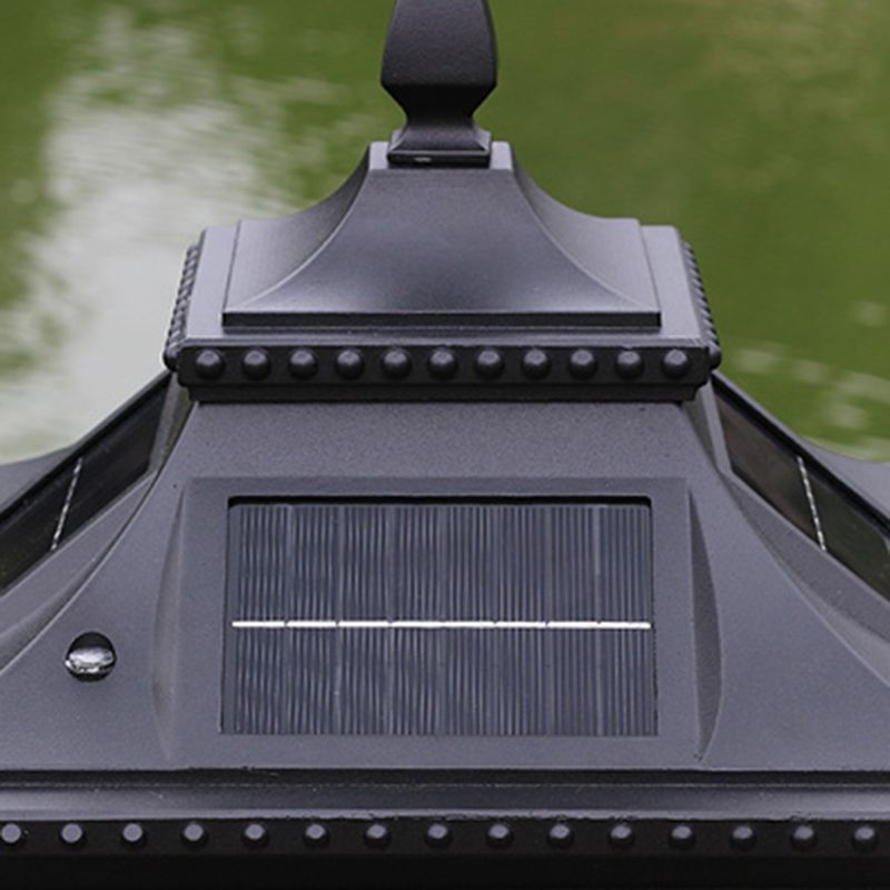 Rectangle Shape Metal Outdoor Light Modern Single Light Solar Pillar Lamp
