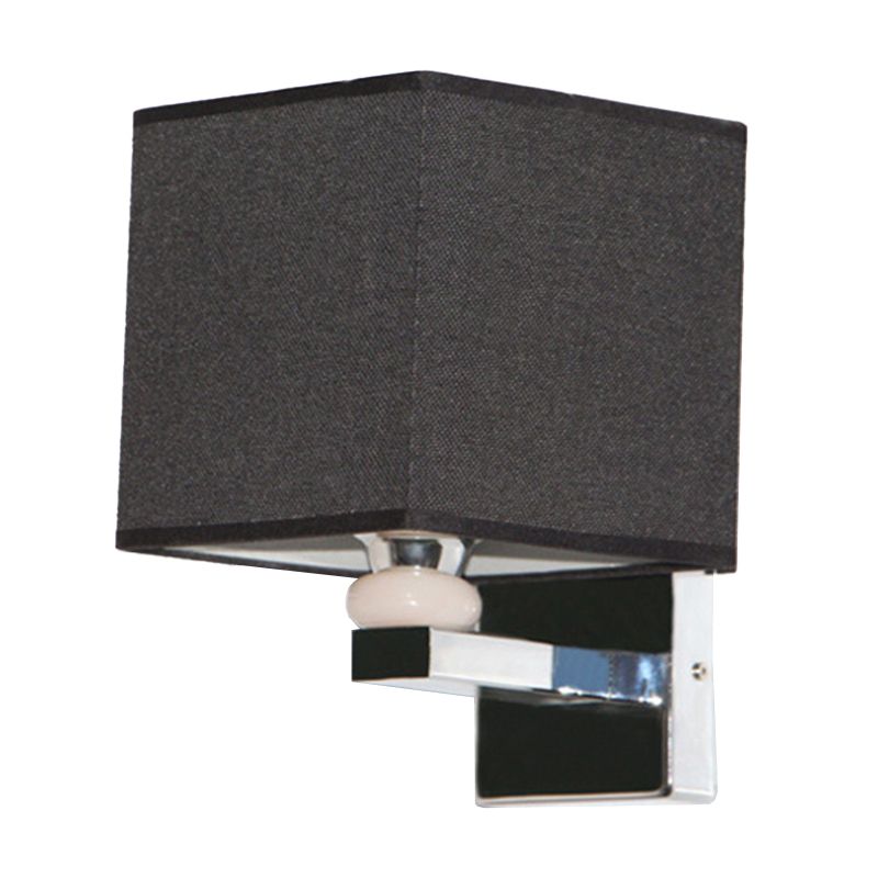 Nordic Cubic Wall Sconce Fabric 1-Light Dining Room Wall Mount Light Fixture in Beige/White/Flaxen