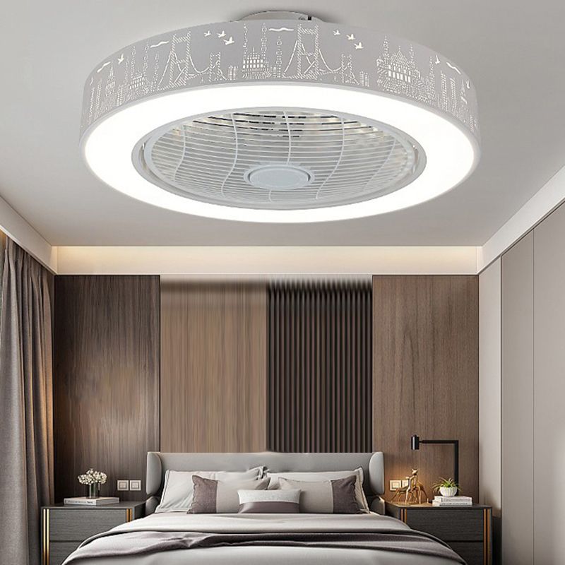 Illuminazione a ventola rotonda saldata fredda minimalista acrilico bianco semifulco per camera da letto