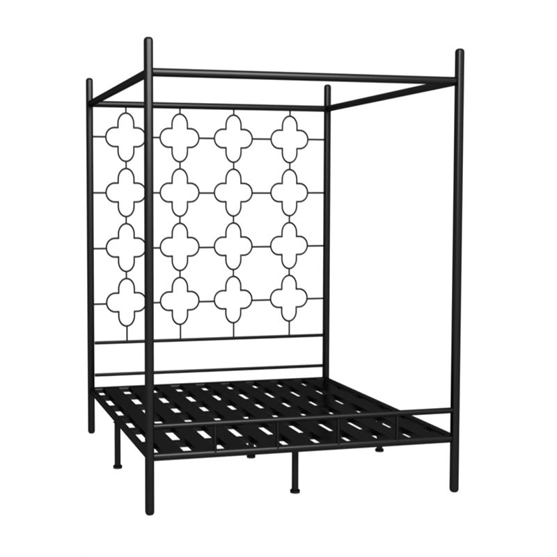 Metal Bed Frame Glam Canopy Bed With Headboard and Footboard