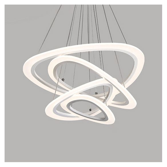Funzione illuminazione del lampadario a triangolo acrilico LED moderno 1/2/3 afilico a soffitto in luce calda/bianca