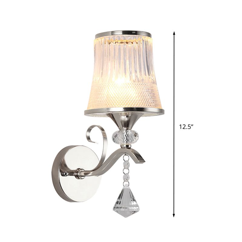 Frosted Glass Bell Wall Light Fixture Modernism Style 1 Light Chrome Sconce Lighting for Bedroom