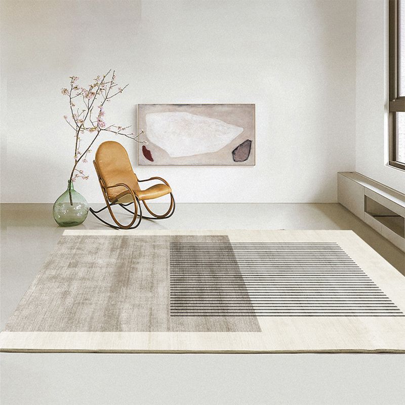 Minimalist Carpet Khaki Tone Rug Polyester Stain Resistant Area Rug for Living Room
