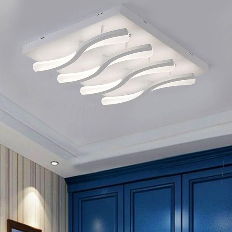 Wavy Flushmount Lighting Modernism Acrylic LED 21.5"/26" Wide Living Room Ceiling Flush Light in Warm/White Light