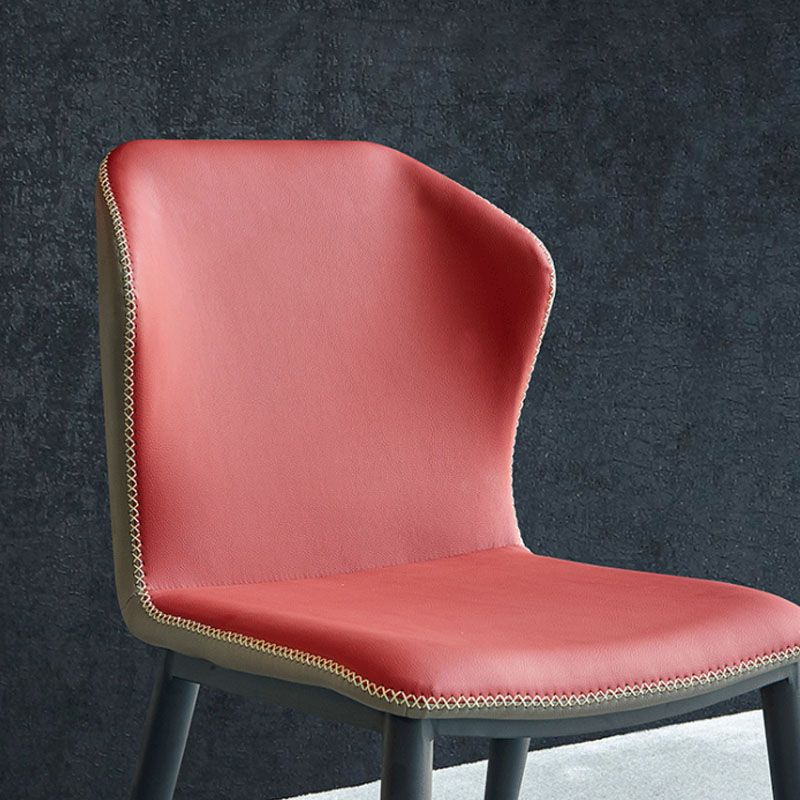 Industrial Design Wingback Armless Chairs Faux Leather Dining Chairs