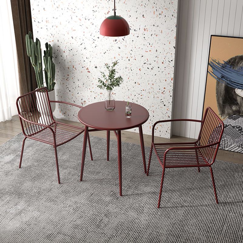 Modern Outdoor Bistro Chairs Metal With Arm Iron Patio Dining Armchair