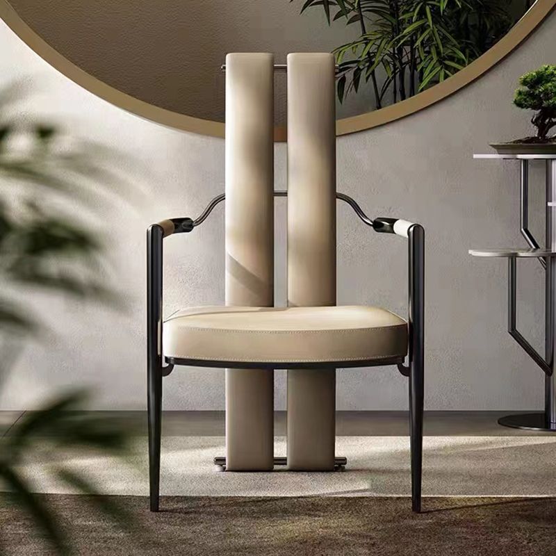 Modern Style Arm Chair Open Back Metal Dining Accent Chair for Home