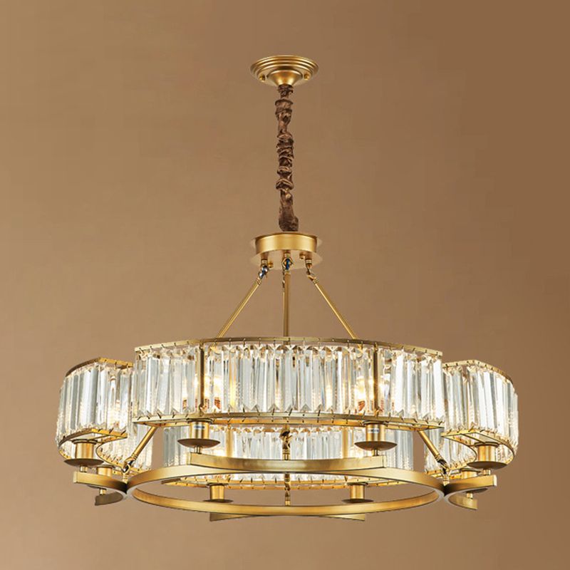 Circular Living Room Chandelier Pendant Light Tri-Prism Crystal Simplicity Pendant Light Fixture