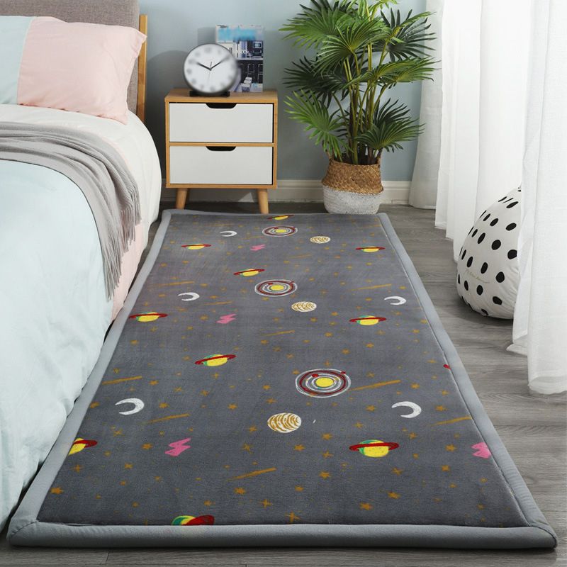 Contemporary Bedroom Rug Multi Color Solid Area Carpet Polyster Pet Friendly Anti-Slip Backing Rug
