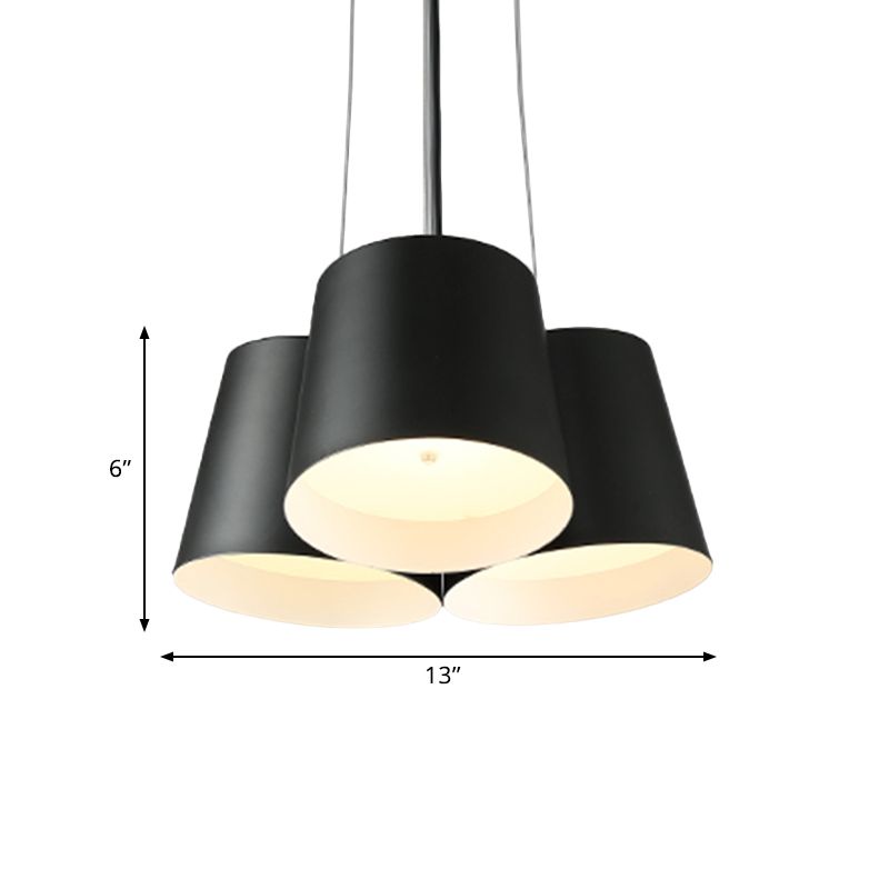 Modern Drum Pendant Chandelier Metal 3/7-Light Bedroom LED Hanging Ceiling Lamp in Black