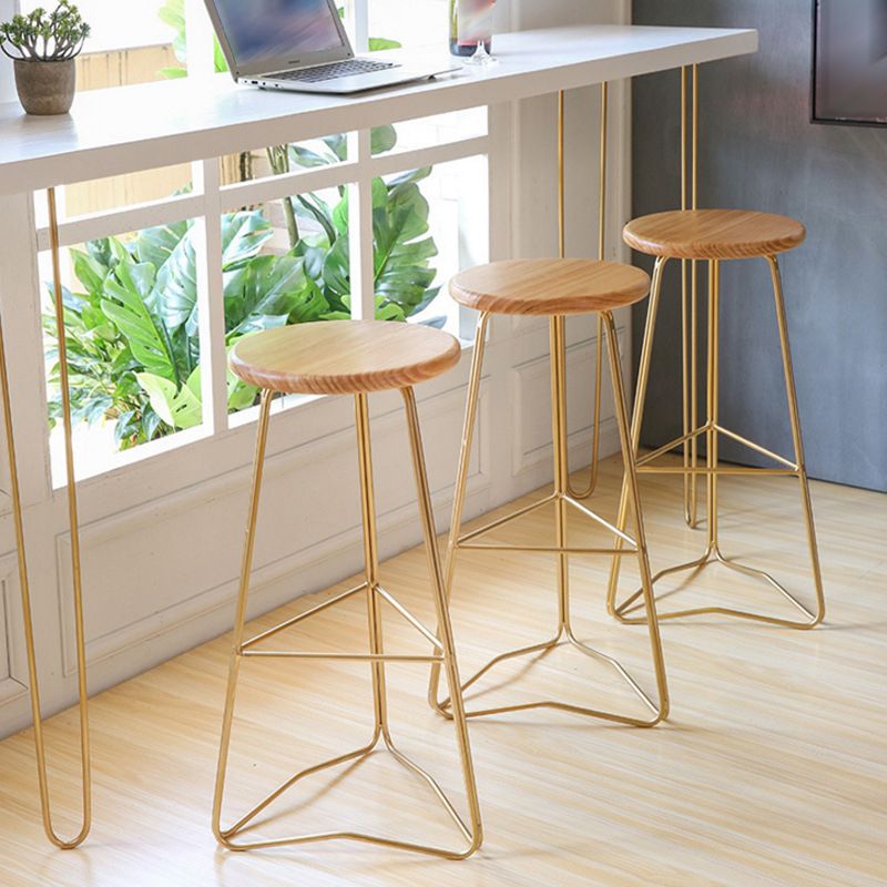 Contemporary Bar and Counter Stool Backless Stool with Metal Base