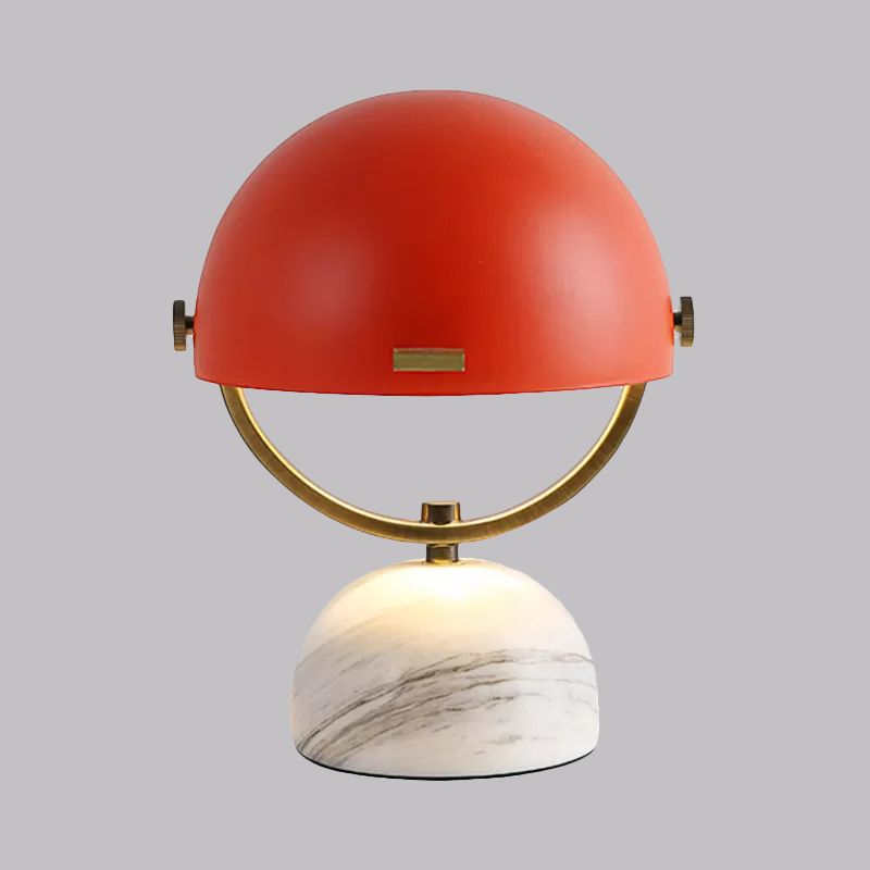 Black/Red Finish Domed Table Lamp Modern Style 1-Bulb Metal Table Light with Marble Base for Bedroom