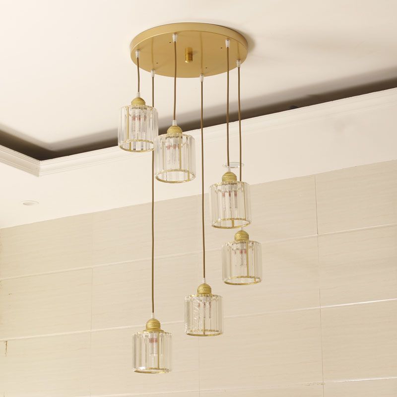 Modern Style Cylinder Shape Hanging Lights Crystal Hanging Light Fixtures