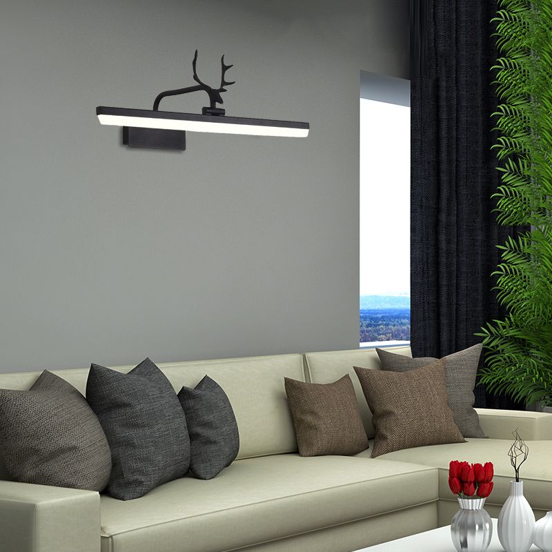 16 "/ 22" / 28 "W rectangle Mirror Vanité Lumière avec un éclairage mural acrylique moderne rotatif en bois en noir / or / blanc