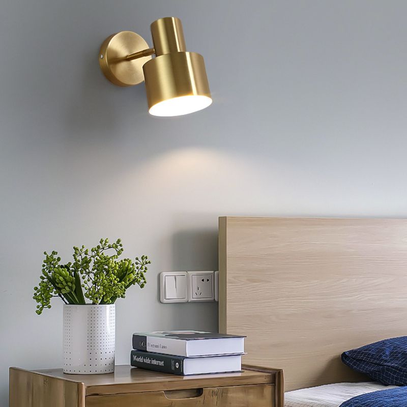 Postmodern Cylindrical Wall Light Golden Frame Wall Sconce Light for Living Room Bedroom
