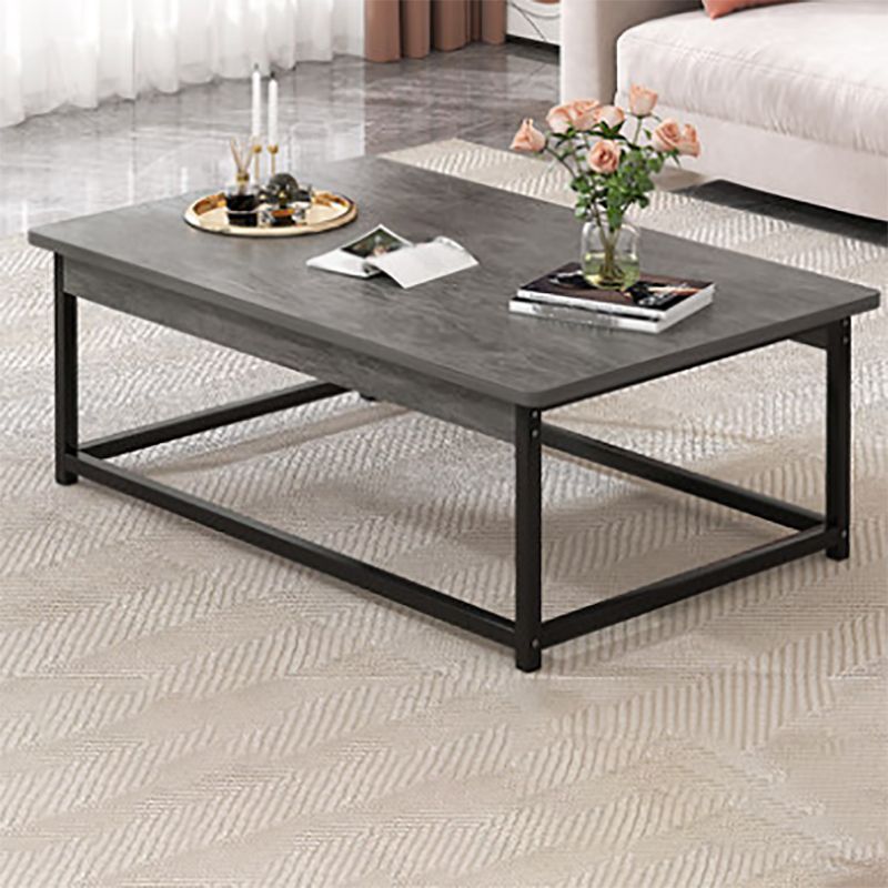 Modern Rectangular Metal Frame Coffee Table Brown Cocktail Table