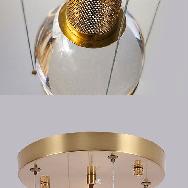 1 Light Pendant Light Modern Minimalist Globe Clear Crystal Shade Hanging Lamp for Living Room
