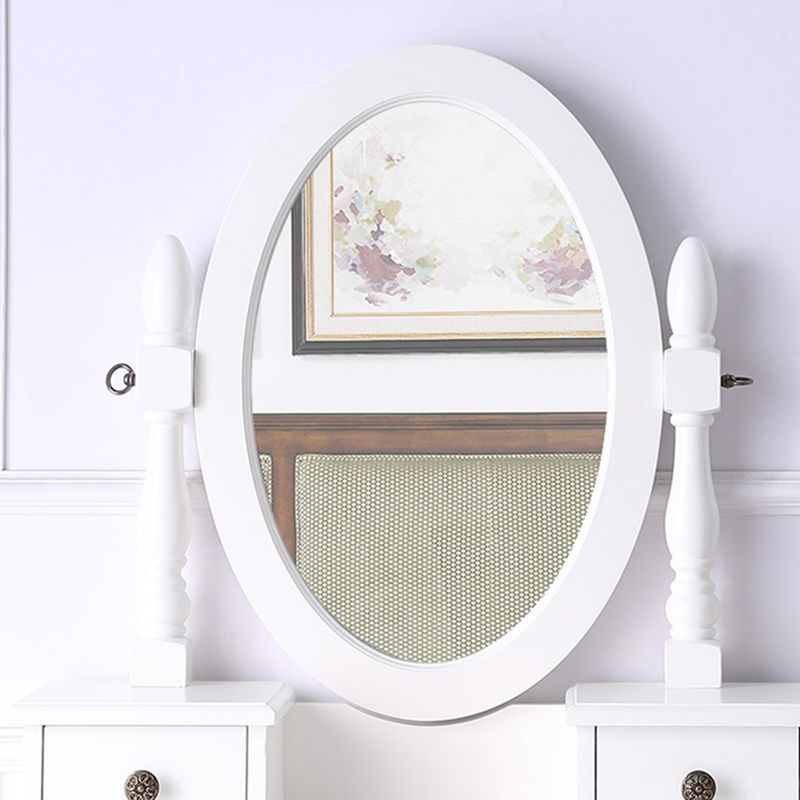 15.74" Wide Birch Vanity Set with Stool Make-up Vanity with Drawer and Mirror