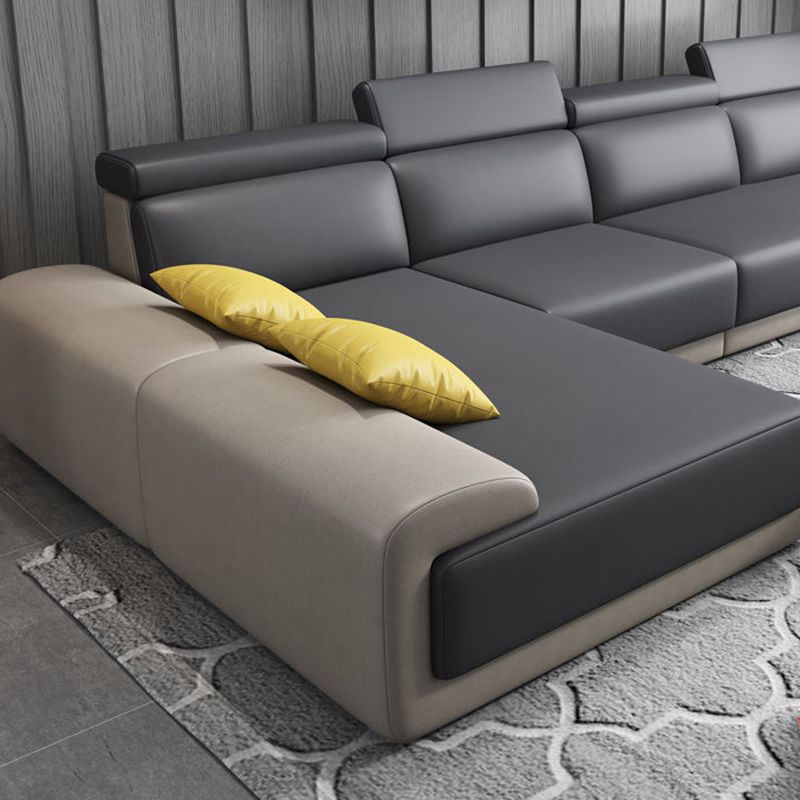 Modern Sectional with Adjustable Head Pillow and Pillow Top Arm