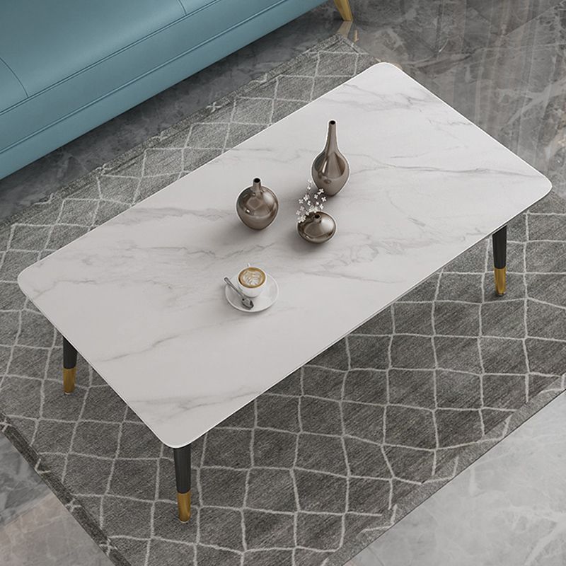 17.72" H Simple Stone Coffee Table Glam Rectangular Cocktail Table