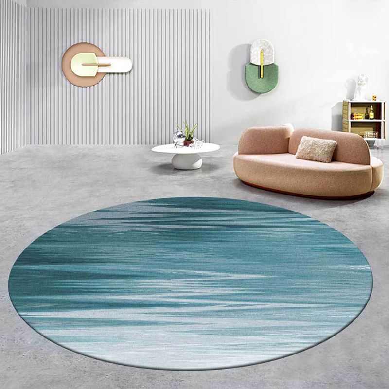 Round Contemporary Rug Living Room Abstract Pattern Carpet Stain Resistant Indoor Rug